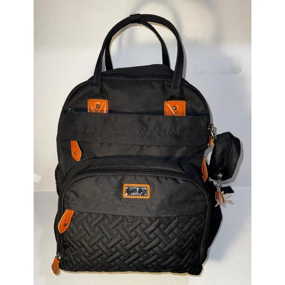BabbleRoo Black Diaper Bag Backpack w Changing Pad Stroller Straps The Original